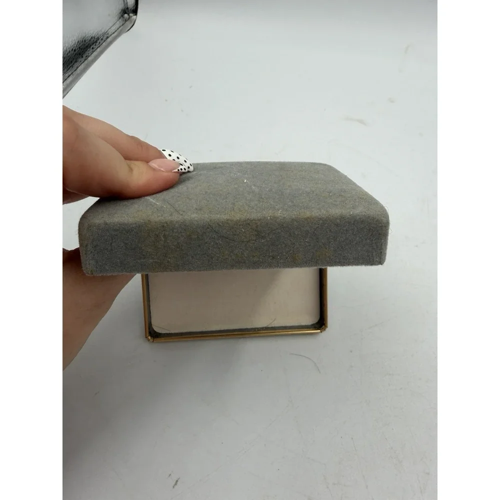 Vintage Christian Dior Gray Velvet Presentation Box W/Gold Trim 3.75